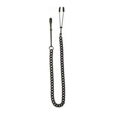 Introducing the Sensual Pleasures Black Tweezer Clamp W-Link Chain - Model SP-TC001: A Captivating Delight for All Genders, Offering Exquisite Pleasure in a Raven-Colored Design