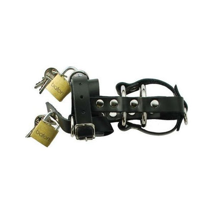 Serious Leather Locking C Ring Chastity - Model LCK-200 - Men's Cock Cage - Black