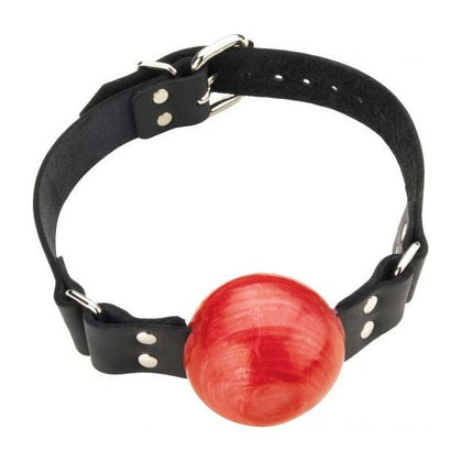Masterful Pleasure: The Red Leather Large Ball Gag with Buckle - Model 2 Inch - Unisex - Exquisite Oral Delight
