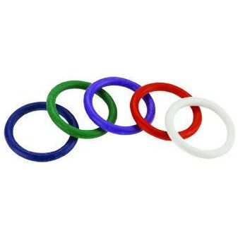 Introducing the Colorful Pleasure Collection: Rainbow Rubber C Ring 5 Pack - 1.25 Inch