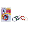 Rainbow Rubber C Ring Set - 5 Per Set - 1.5 Inch - Male - Cock Rings - Black, White, Red, Green, Purple - Adult Naughty Store