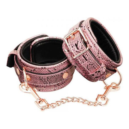 Spartacus Leathers Microfiber Snake Print Wrist Restraints - Model ML2022 - Pink - For Bondage, Fetish, and Kink Play - Adult Naughty Store