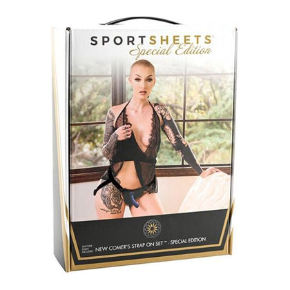 Sportsheets Special Edition New Comers Strap On Set - Adjustable Velvet Texture Harness with Slim Silicone Dildo (Model: SC-001) - Unisex - Versatile Pleasure - Black