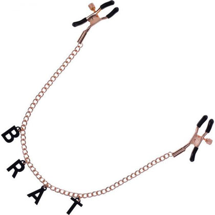 Sex & Mischief Brat Charmed Nipple Clamps Model 2024 - Rose Gold Dual Sided Adjustable Tension Rubber Tipped Nipple Clamps for Women - Bondage and Fetish Sex Toy - Adult Naughty Store