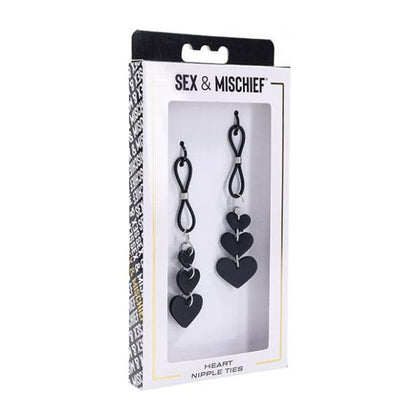 Sportsheets Heart Nipple Clamps - Sensual Bondage Toy for Couples - Model SS09857 - Unisex - Nipple Stimulation - Seductive Black