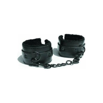 Sex and Mischief Shadow Fur Handcuffs - Vegan Leather and Faux Fur Lined Bondage Play Handcuffs for Couples - Model SM-101 - Unisex - Enhanced Pleasure for Wrist Restraint - Black