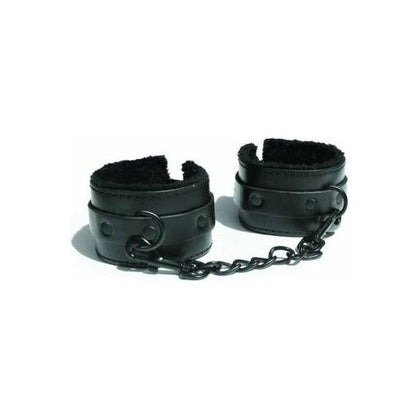 Sex and Mischief Shadow Fur Handcuffs - Vegan Leather and Faux Fur Lined Bondage Play Handcuffs for Couples - Model SM-101 - Unisex - Enhanced Pleasure for Wrist Restraint - Black - Adult Naughty Store