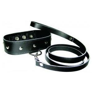 Luxury Leather Leash & Collar Set - Seductive BDSM Toy - Model LLS-500 - Unisex - Enhance Sensual Play - Midnight Black
