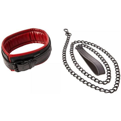Sportsheets Saffron Leash & Collar - Premium PU Leather BDSM Leash and Collar Set for Couples - Model SL-200 - Unisex - Enhance Bondage Play - Black