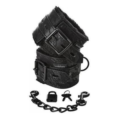 Sportsheets Sincerely Lace Fur Lined Handcuffs - Sensual Black Pleasure Cuffs for Intimate Power Play