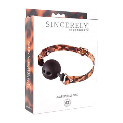 Sincerely Amber Ball Gag - Sportsheets Adjustable Tortoiseshell Strap BDSM Mouth Gag for Couples - Model 2023 - Unisex - Enhanced Sensory Play - Black - Adult Naughty Store