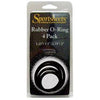 Sportsheets Rubber Rings 4 Pack Black - Versatile Cock Ring Set for Enhanced Pleasure and Secure Attachments - Sizes 1.25