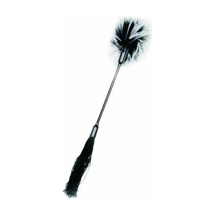 Whipper Tickler - Dual-Ended Stimulating Rubber and Marabou Feather Tickler - Model WT-200 - Unisex - Sensual Pleasure - Black and White