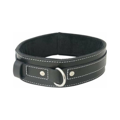Edge Lined Leather Collar - Premium Black Leather BDSM Collar for Sensual Domination and Submissive Play