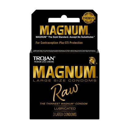 Trojan Magnum Raw 3 Pack - Ultra-Thin Large Size Condoms for Enhanced Sensitivity and Comfort - Model TMR-3P - For Men - Designed for Pleasure and Protection - Transparent