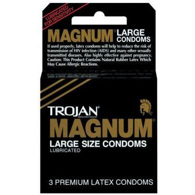 Trojan Magnum 1 - 3 pack: Premium Quality Latex Condoms for Extra Comfort and Safety, Model T1-3P, Male, Pleasure Enhancing, Clear