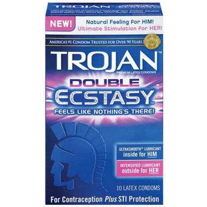 Trojan Double Ecstasy 10 Pack Latex Condoms - Pleasure Enhancing Protection for Both Partners