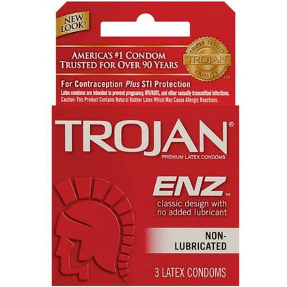 Trojan Enz Non-Lubricated Condoms - Box of 3: Premium Quality Latex for Dry Pleasure