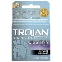 Trojan Sensitive Ultra Thin Lubricated Condoms - 3 Pack | Premium Latex | Model: Ultra Thin | Gender: Unisex | Pleasure: Intimate Protection | Color: Natural