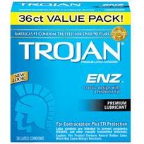 Trojan ENZ Lubricated Latex Condoms 36 Pack - Premium Quality, Silky Smooth Lubricant, Extra Safety, Electronically Tested