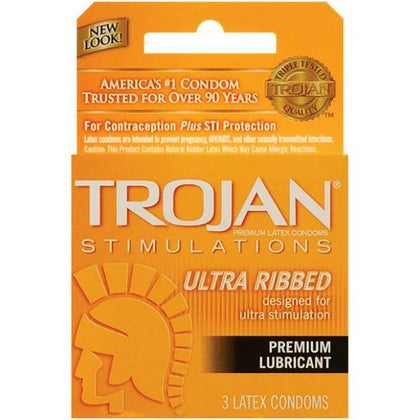 Trojan Ultra Ribbed Lubricated Condoms 3 Pack - Premium Latex Sensations for Enhanced Pleasure