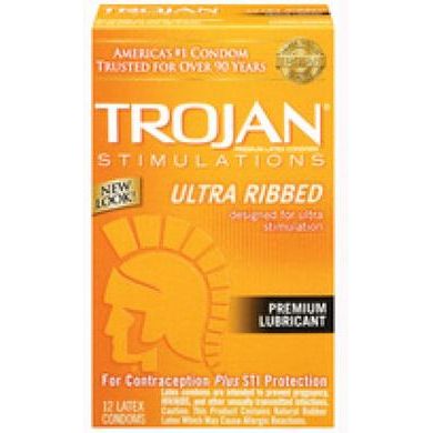 Trojan Stimulations Ultra Ribbed Condoms - Intensify Pleasure with Deeper Ribs - 12 Pack