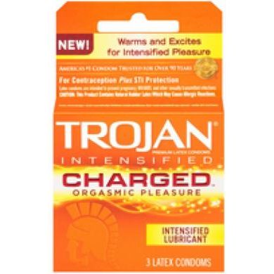 Trojan Intensified Charged 3 Pack - Premium Latex Condoms for Intensified Pleasure and Protection
