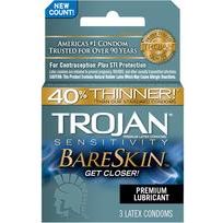Trojan Bareskin Latex Condoms - Ultra-Thin Pleasure Enhancers for Intimate Moments (3-Pack)
