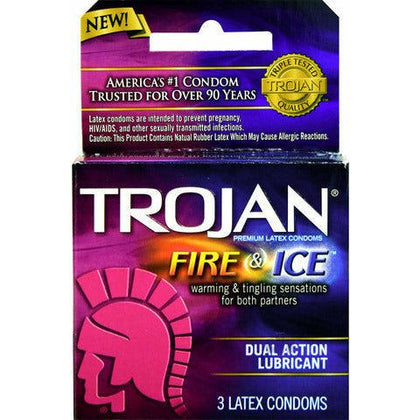Trojan Fire and Ice 3Pack: Sensational Dual Action Lubricated Condoms for Intense Pleasure - Warming and Tingling Sensations - Premium Latex - Electronically Tested - For Couples Seeking Thrilling Passion - Red