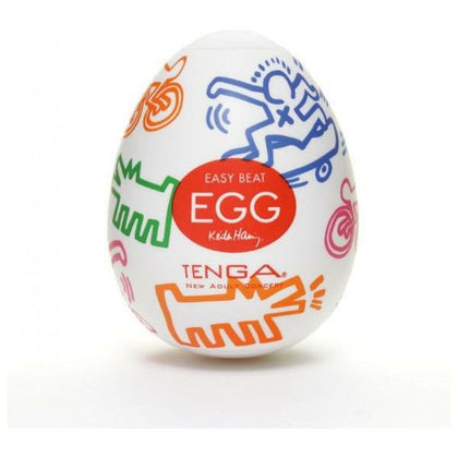 Tenga Keith Haring Easy Beat Egg Street Stroker - Male Masturbation Toy - Model EBE-SS01 - For Him - Intense Pleasure - Vibrant Red