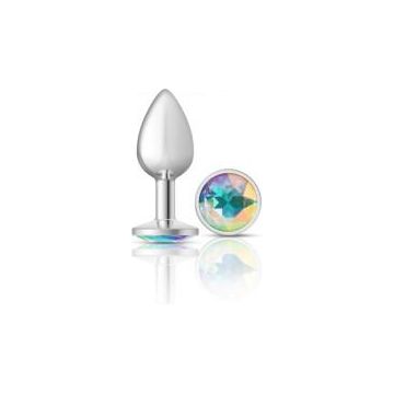 Viben Cheeky Charms CC-1001 Small Silver Iridescent Anal Plug for All Genders - Sensational Rainbow Gemstone Butt Toy
