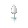 Viben Cheeky Charms Round Clear Iridescent Large Silver Butt Plug - Model CC-1001 - Unisex Anal Pleasure - Iridescent Silver - Adult Naughty Store