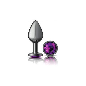 Viben Cheeky Charms CC-2022 Round Purple Medium Gunmetal Butt Plug - Unleash Pleasure and Elegance