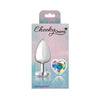 Viben Cheeky Charms CC-500 Large Silver Heart Clear Iridescent Butt Plug - Unisex Anal Pleasure Toy - Adult Naughty Store