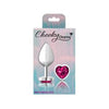 Viben Cheeky Charms Heart Bright Pink Medium Silver Butt Plug - Model CC-HPMSBP-GP - Adult Naughty Store