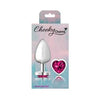 Viben Cheeky Charms Heart Bright Pink Large Silver Butt Plug - Model CC-HP-LSP - Adult Naughty Store