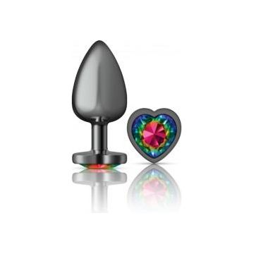 Viben Cheeky Charms Heart Rainbow Large Gunmetal Butt Plug - Model CC-5001 - Unisex Anal Pleasure Toy - Adult Naughty Store