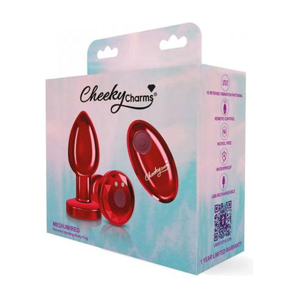 Viben Cheeky Charms VC-200 Vibrating Metal Plug Red Medium with Remote - Unleash Pleasure and Elegance in Your Intimate Moments - Adult Naughty Store