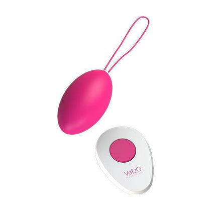 Vedo Peach Egg Vibe Foxy Pink - Rechargeable Remote Controlled Silicone Pelvic Muscle Trainer for Women - 10 Vibration Modes - Splashproof - Model VE-001 - Pink