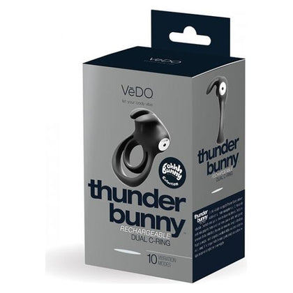 Vedo Thunder Bunny Dual Ring Rechargeable Black Pearl - Powerful Vibrating Cock Ring for Enhanced Pleasure