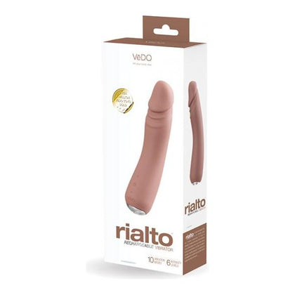 Vedo Rialto Rechargeable Vibe Mocha - Powerful Dual Motor Silicone Vibrator for Intense Pleasure - Model RV-1012 - Unisex - Multiple Vibration Modes and Intensity Levels - Submersible - Tan