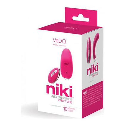 Vedo Niki Rechargeable Panty Vibe Foxy Pink - Discreet and Comfortable Silicone Panty Vibe for Women - Model: Niki - 10 Vibration Modes, 6 Intensity Levels - Perfect Fit for Pleasure - Size: One Size