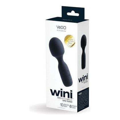 Vedo Wini Rechargeable Mini Wand Just Black - Powerful Handheld Vibrator for All Your Pleasure Needs