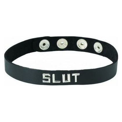 Luxurious Black Wordband Collar - Model 0.75SLUT - Unisex BDSM Neckwear for Sensual Pleasure