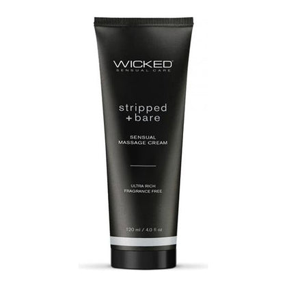 Wicked Sensual Massage Cream - Stripped + Bare Unscented 4 Oz - Erotic Body Lotion for Relaxing Massages - Model: WSC-UB4 - Gender Neutral - Hydrating Formula for Skin Nourishment - Perfect f - Adult Naughty Store