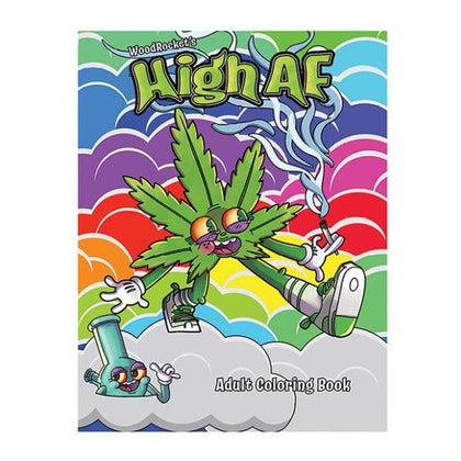Wood Rocket High AF Psychedelic Cartoon Adult Coloring Book - 24 High Quality Pages - Perfect Gift for Weed Smokers and Psychedelic Enthusiasts - Crayons, Colored Pencils, or Markers - Glossy Cover - #80 Stock