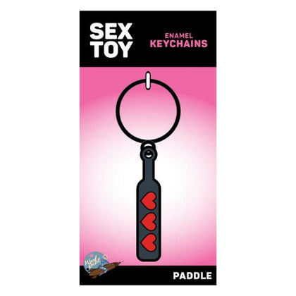 Wood Rocket Heart Paddle Keychain - Black Sex Toy Paddle for Pleasurable Impact Play - Model HRK-001 - Unisex - Heart-Shaped Design with Red Hearts - Portable and Stylish - Adult Naughty Store