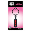 Wood Rocket Heart Paddle Keychain - Black Sex Toy Paddle for Pleasurable Impact Play - Model HRK-001 - Unisex - Heart-Shaped Design with Red Hearts - Portable and Stylish - Adult Naughty Store