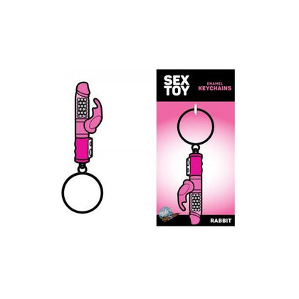 Wood Rocket Rabbit Enamel Keychain - Fun and Flirty Pink and Black Sex Toy Accessory - Adult Naughty Store