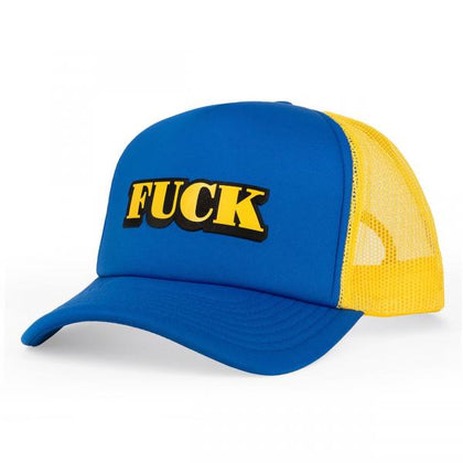 Wood Rocket Fuck Trucker Style Hat Yellow Blue O/S - Model 2024 - Unisex - Headwear - Seductive Nets Grayed Out - Adult Naughty Store